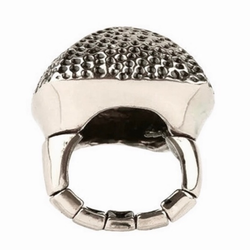 Heidi Klum Wildlife Chunky Hammered Silver Dome Ring Stretch/Custom Fit O/S NWOT - Picture 3 of 10